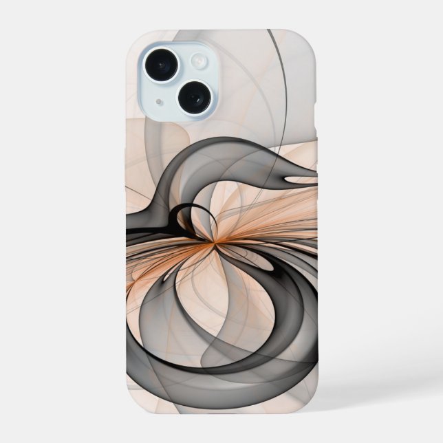 Coque iPhone 15 Abstrait Anthracite Grey Sienna Art moderne fracta (Verso)