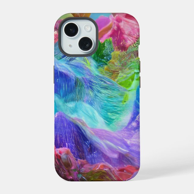 Coque iPhone 15 Abstrait de Crystal Mountain (Verso)