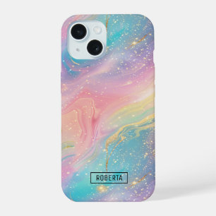 Coque iPhone 15 Abstrait Pastel Parties scintillant Motif sans cou