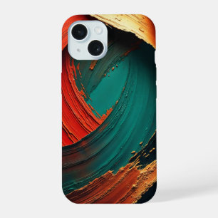 Coque iPhone 15 Abstrait peint à l'huile épaisse impasto