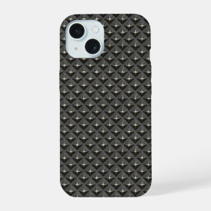 Coque iPhone 15 Acier industriel brut À damiers Plaque diamant Imp