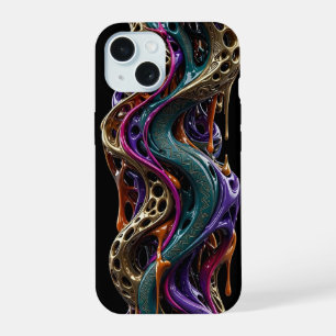 Coque iPhone 15 ADN tribal creux - Or ultra étroit