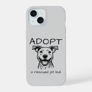 Coque iPhone 15 ADOPT a Secouru Pit Bull - Cas de téléphone gris c