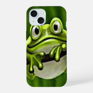 Coque iPhone 15 Adorable Mignonne Grenouille verte souriante dans