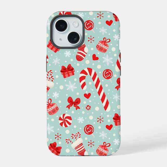 Coque iPhone 15 Aesthetic Christmas Pattern Candy (Verso)