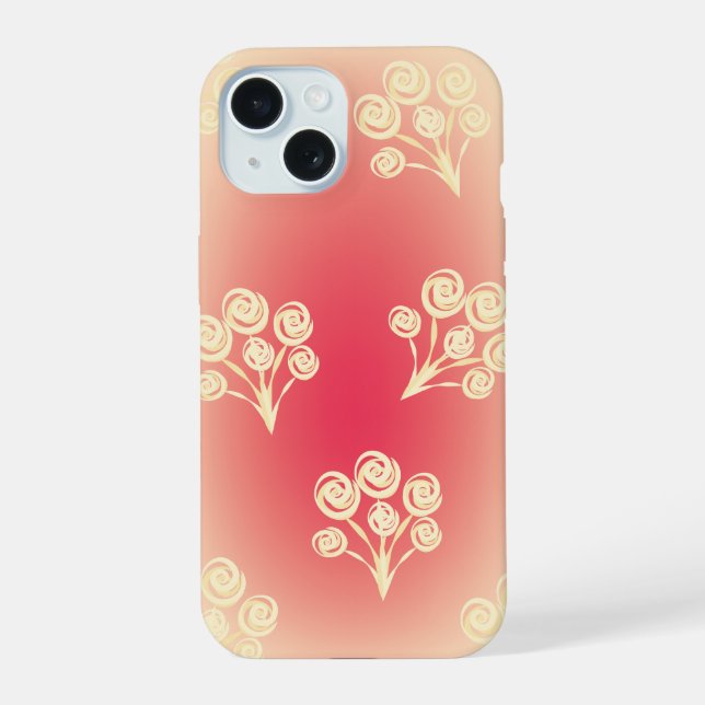 Coque iPhone 15 Aesthetic gradient with flowers (Verso)