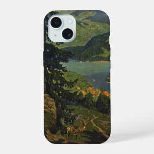 Coque iPhone 15 Affiche de voyage vintage pour les montagnes Adiro