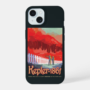 Coque iPhone 15 Affiche rétro de l'espace de Kepler-186f.