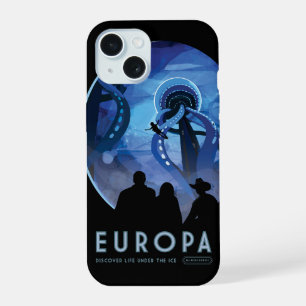 Coque iPhone 15 Affiche rétro de voyage spatial - Europe, la lune 