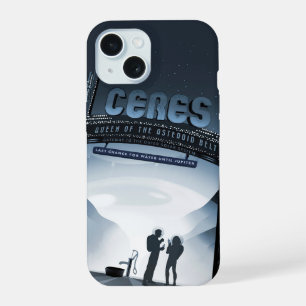 Coque iPhone 15 Affiche rétro de voyage spatial - Planète naine Ce