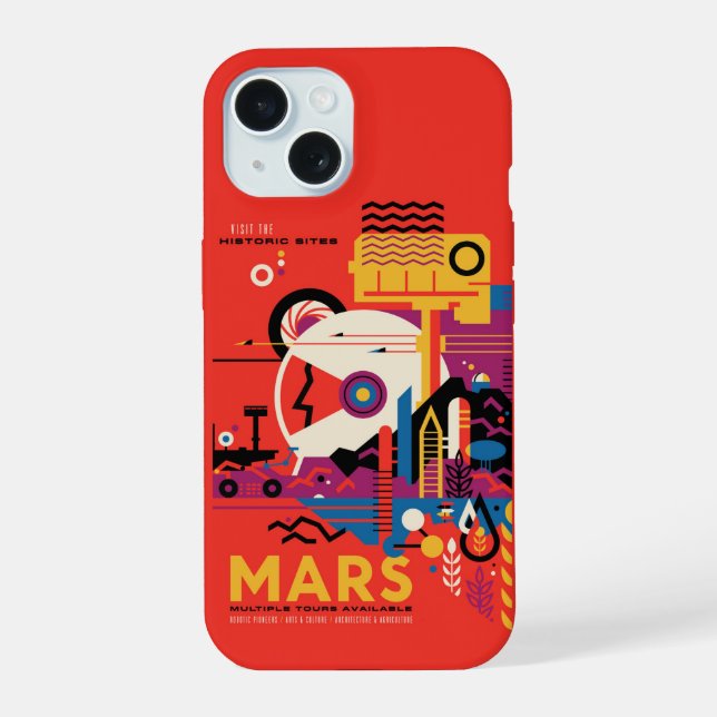 Coque iPhone 15 Affiche Rétro Espace - Programme d'Exploration de  (Verso)