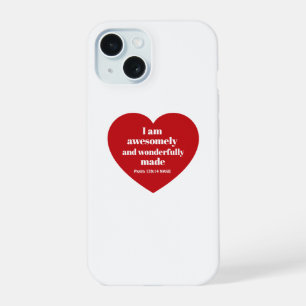Coque iPhone 15 Affirmation de verset biblique positif Cœur rouge