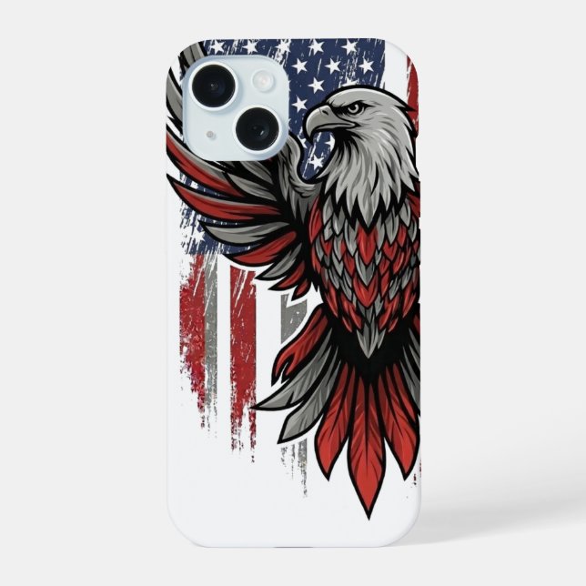 Coque iPhone 15 Aigle américain (Verso)