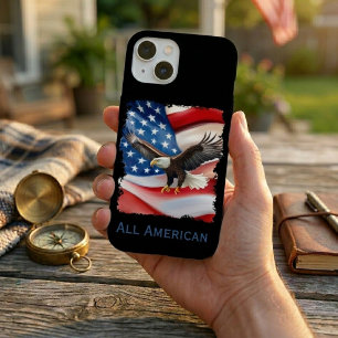 Coque iPhone 15 Aigle chauve & drapeau américain 4 juillet
