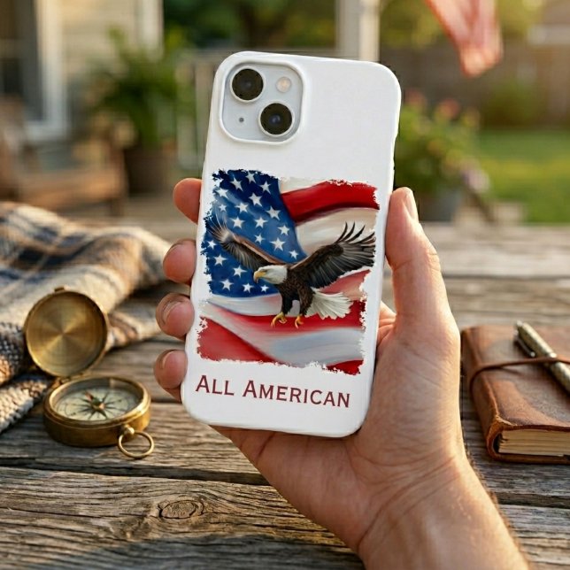 Coque iPhone 15 Aigle chauve et drapeau américain 4 juillet (Créateur téléchargé)