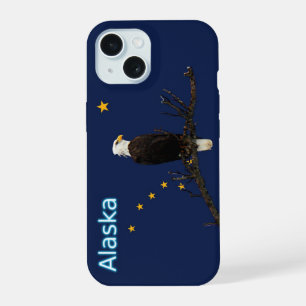 Coque iPhone 15 Aigle royal d'Alaska et drapeau