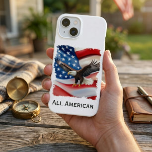 Coque iPhone 15 Aigle royal & Drapeau américain 4 juillet