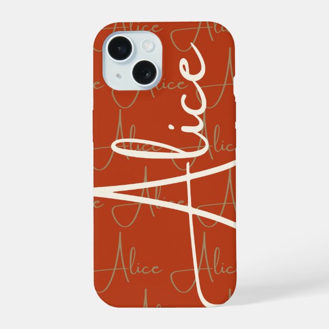 Coque iPhone 15 Alice Motif de nom manuscrit (Verso)