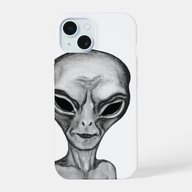 Coque iPhone 15 Alien gris, je veux croire (Verso)