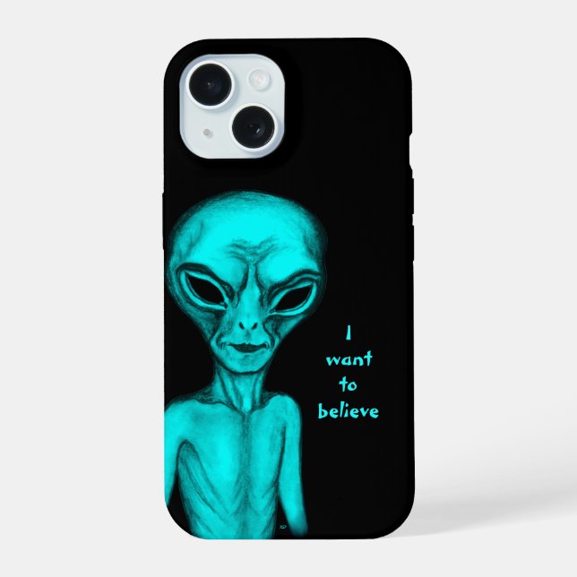 Coque iPhone 15 Alien, je veux croire (Verso)