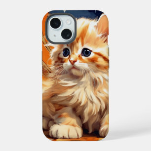 Coque iPhone 15 Alphonse Mucha Art Nouveau Chat orange