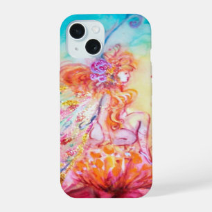 Coque iPhone 15 ALTHEA /Fée Fantaisiste sur la Fleur Rose