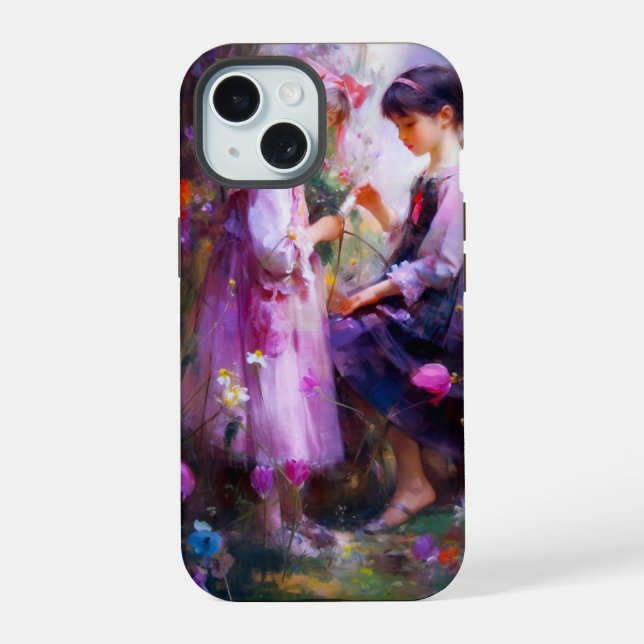 Coque iPhone 15 Amis et fleurs 2 (Verso)