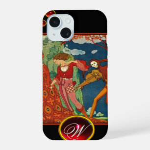 COQUE iPhone 15 AMOUR, DÉSIR ET PIERRE GEMME ROUGE DE LA MORT MONO