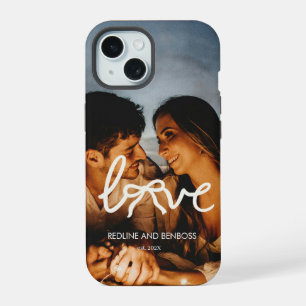 Coque iPhone 15 Amour Moderne Typographie Arc Couple Photo Personn