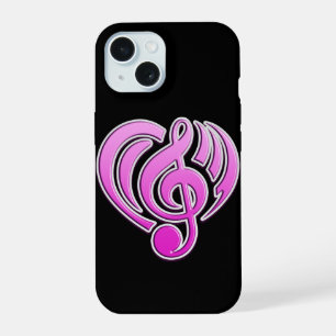 Coque iPhone 15 Amour Musical Vibrations Rose Musique Note DJ