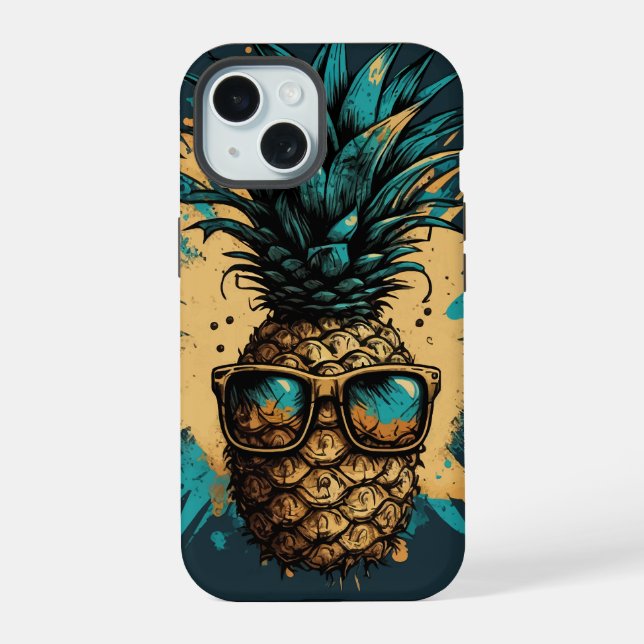 Coque iPhone 15 Ananas fruit amusant (Verso)