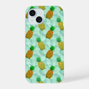 Coque iPhone 15 Ananas Hawaïen Bleu Clair
