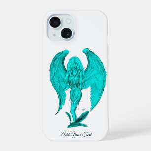 Coque iPhone 15 Angel, Noir et Vert design