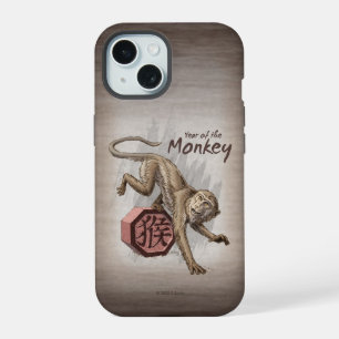 Coque iPhone 15 Année du Singe Art du zodiaque chinois