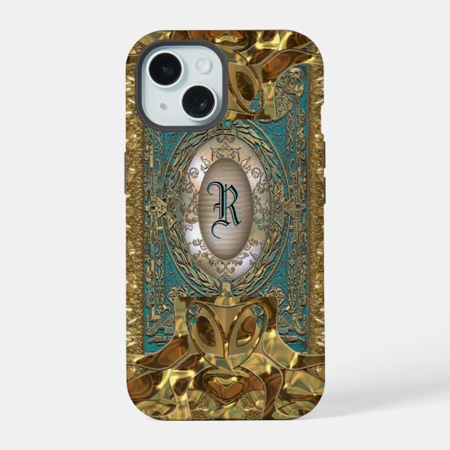 Coque iPhone 15 Après-midi à Salsibury III  Monogramme (Verso)