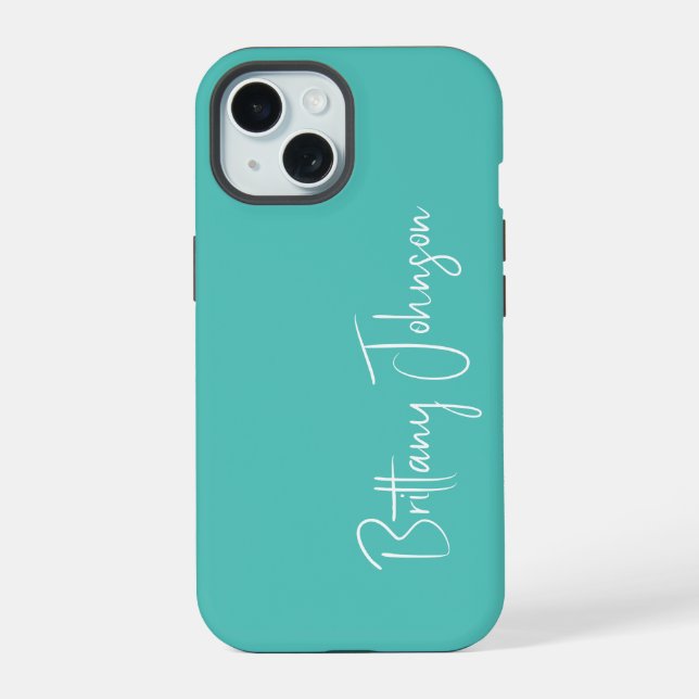 Coque iPhone 15 Aqua Monogrammé (Verso)