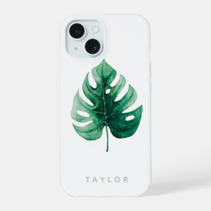 Coque iPhone 15 Aquarelle botanique feuille verte de Monstera