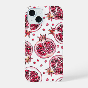 Coque iPhone 15 Aquarelle de grenade et motif d'encre