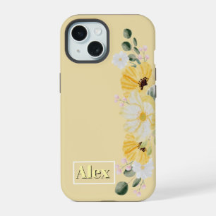 Coque iPhone 15 Aquarelle moderne fleurs colorées et personnaliser