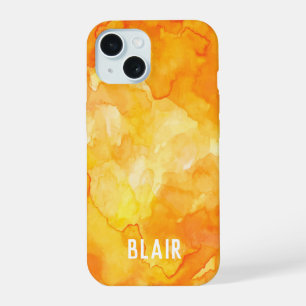 Coque iPhone 15 Aquarelle Orange