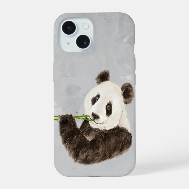 Coque iPhone 15 Aquarelle Panda Ours mignon Animal asiatique Natur (Verso)
