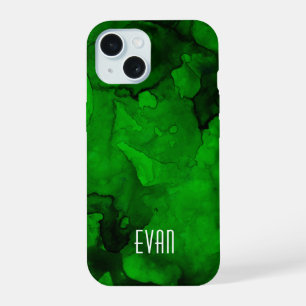 Coque iPhone 15 Aquarelle verte
