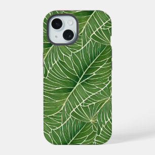 Coque iPhone 15 Aquarelle verte Feuille Motif