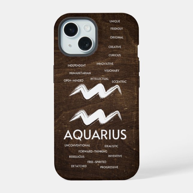 Coque iPhone 15 Aquarius Zodiac Horoscope Traits Garçons (Verso)