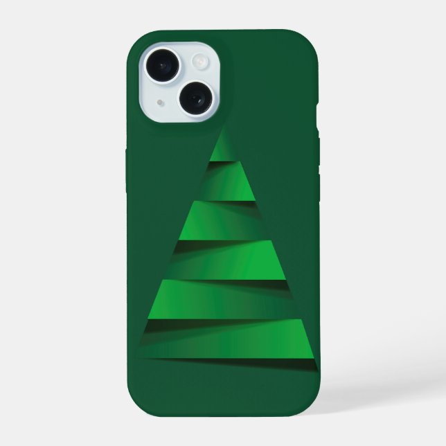 Coque iPhone 15 Arbre de Noël vert Fêtes (Verso)