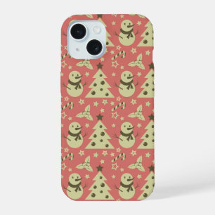 Coque iPhone 15 Arbres de Noël rétro houx baie étoile canne à sucr