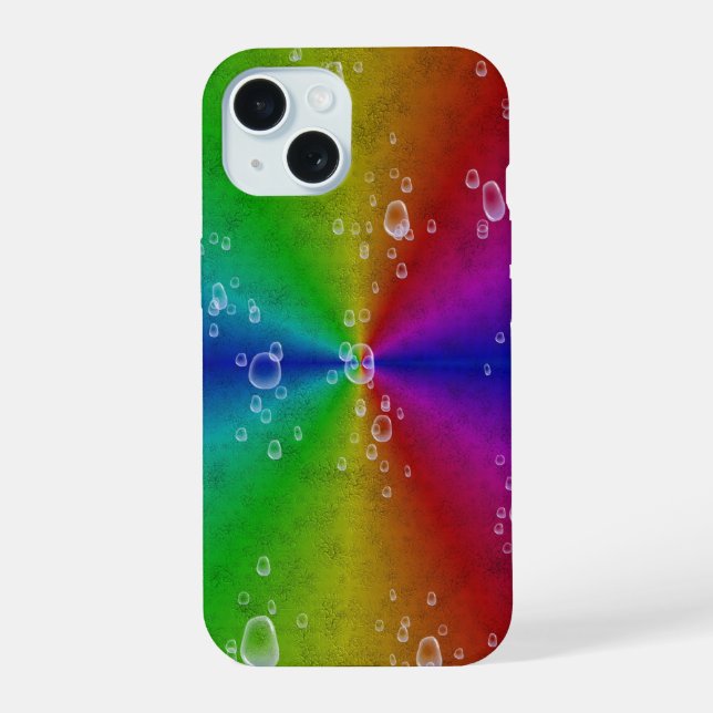 Coque iPhone 15 Arc en arc-en-ciel en cuir d'éléphant optiquement  (Verso)