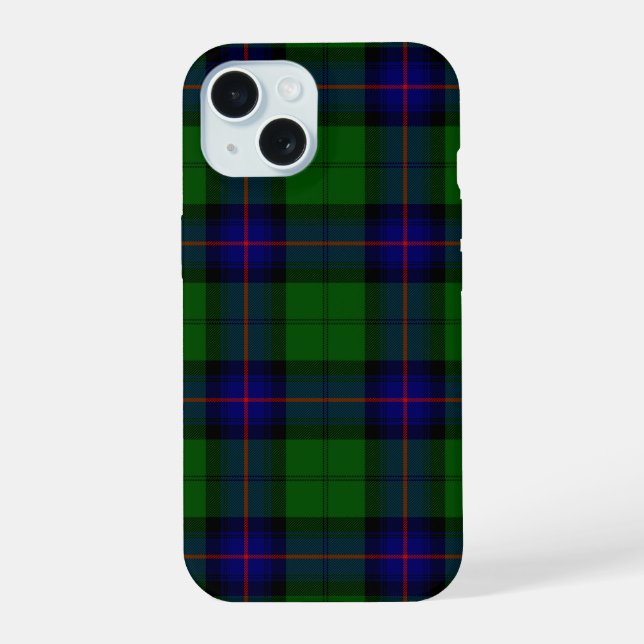 Coque iPhone 15 Armstrong tartan bleu et vert plaid (Verso)
