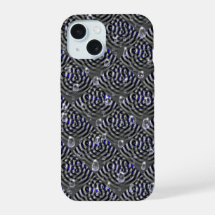 Coque iPhone 15 Arrosage sur métal gris bleu