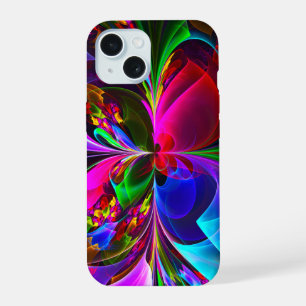 Coque iPhone 15 Art abstrait floral moderne motif rouge bleu #12